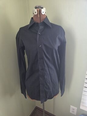Mens Black 14 1/2 32-33 Dress Shirt